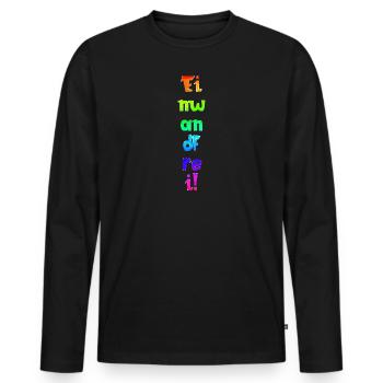 Einwandfrei | Perfekt | Vorbildlich | Spruch - Männer Premium Bio Langarmshirt - Schwarz - Vorne - Nico (187cm)