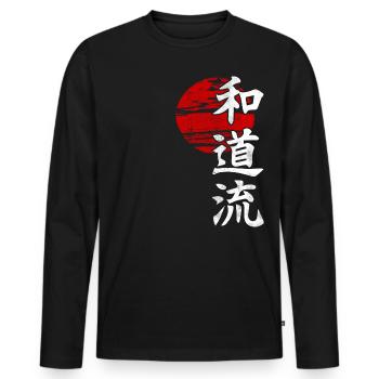 Wado Ryu Karate Japanische Kampfkunst Gym - Männer Premium Bio Langarmshirt - Schwarz - Vorne - Nico (187cm)