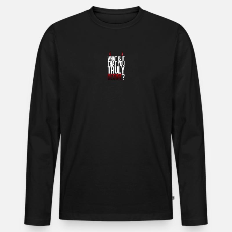 Truly Desire Frage-Tee - Männer Premium Bio Langarmshirt - Schwarz