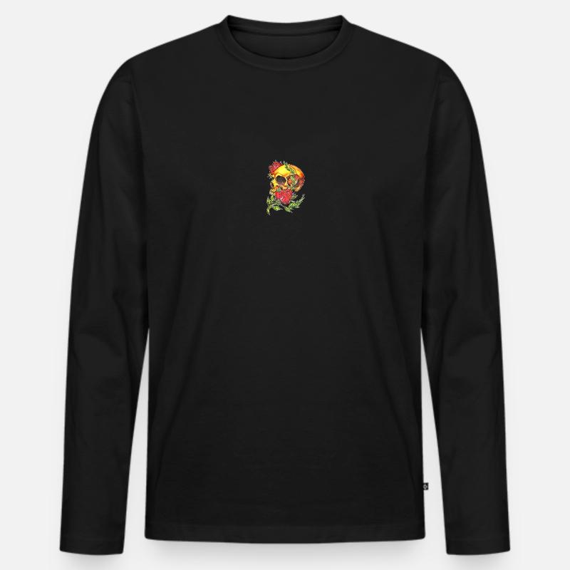 Schädel - Männer Premium Bio Langarmshirt - Schwarz
