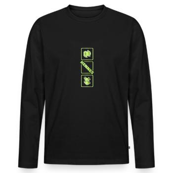 Hennes als Geburt - Männer Premium Bio Langarmshirt - Schwarz - Vorne - Nico (187cm)