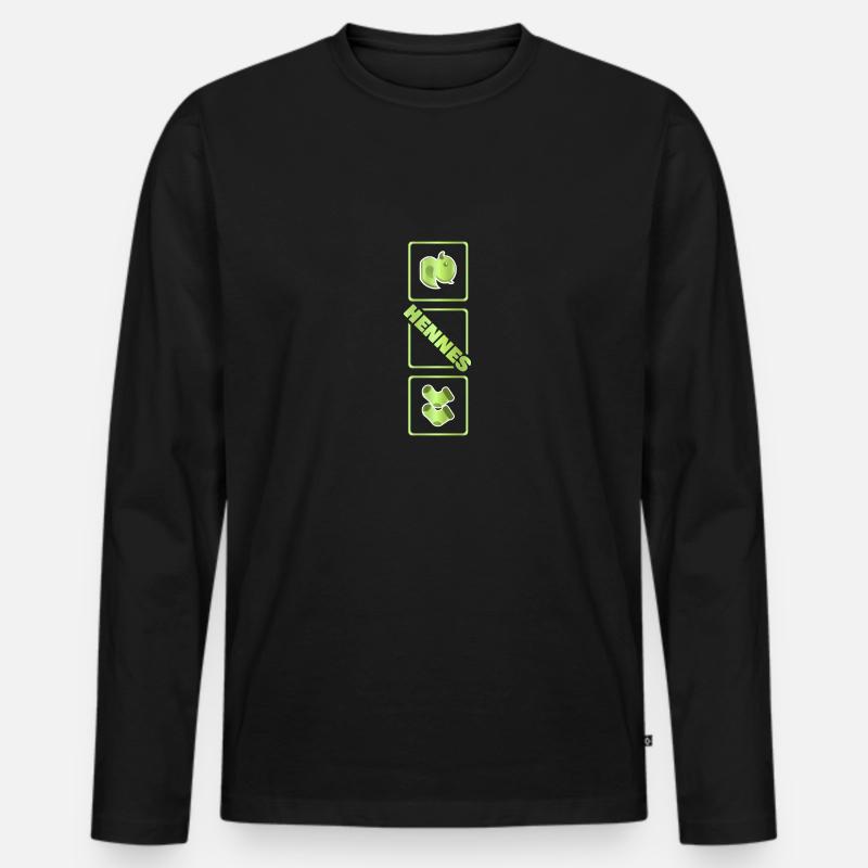 Hennes als Geburt - Männer Premium Bio Langarmshirt - Schwarz