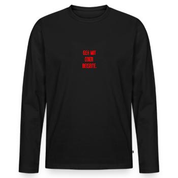 Marchez avec ou sur le côté - T-shirt manches longues Premium bio Homme - noir - Devant - Nico (187cm)