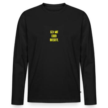 Marchez avec ou sur le côté - T-shirt manches longues Premium bio Homme - noir - Devant - Nico (187cm)