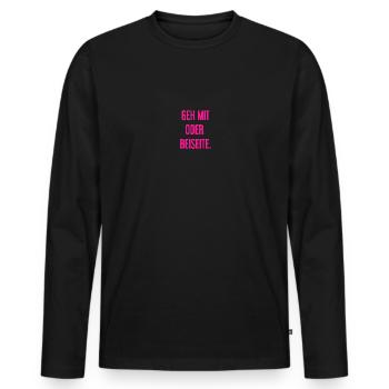 Marchez avec ou sur le côté - T-shirt manches longues Premium bio Homme - noir - Devant - Nico (187cm)