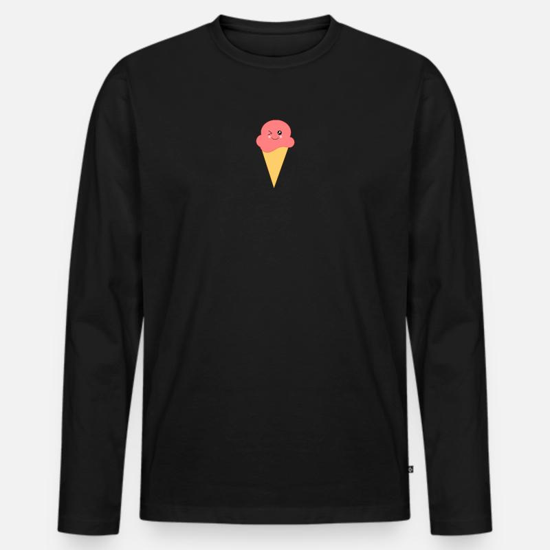 Eis Eiscreme Erdbeereis - Männer Premium Bio Langarmshirt - Schwarz