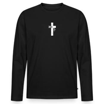 Croix de la foi Jean316 et Dieu t’aime - T-shirt manches longues Premium bio Homme - noir - Devant - Nico (187cm)