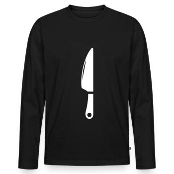 Messer icon - Männer Premium Bio Langarmshirt - Schwarz - Vorne - Nico (187cm)