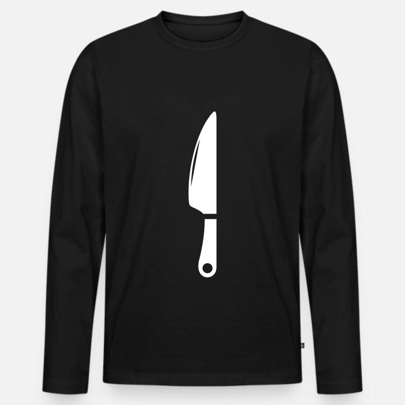 Messer icon - Männer Premium Bio Langarmshirt - Schwarz