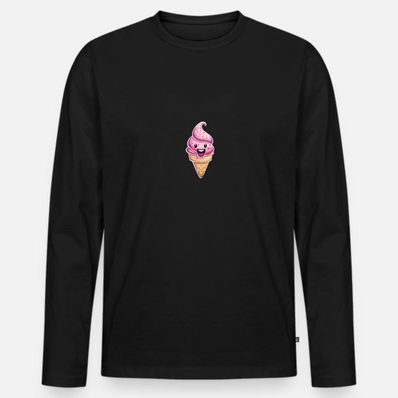 Lächelnde Eiskreation - Männer Premium Bio Langarmshirt - Schwarz