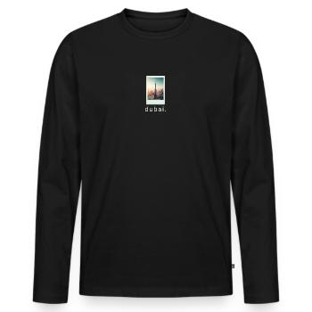 Burj Khalifa Dubaï Rétro Photo - T-shirt manches longues Premium bio Homme - noir - Devant - Nico (187cm)