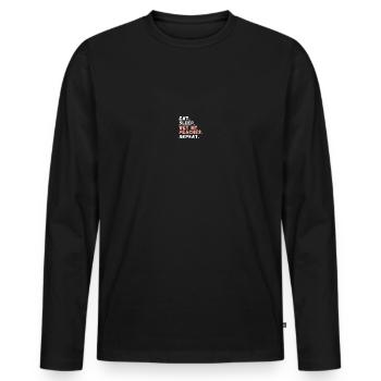 Amateur de jardinage fruitier pêche - T-shirt manches longues Premium bio Homme - noir - Devant - Nico (187cm)