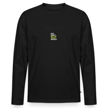 Heimischer Birnenanbau Obstgarten - Männer Premium Bio Langarmshirt - Schwarz - Vorne - Nico (187cm)