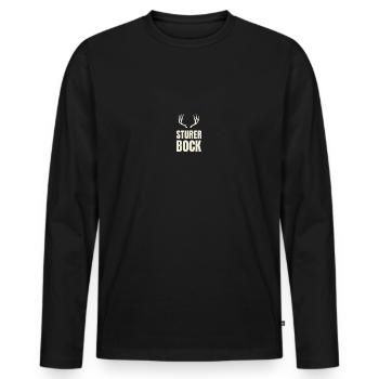 Sturer Bock Geschenk - Männer Premium Bio Langarmshirt - Schwarz - Vorne - Nico (187cm)