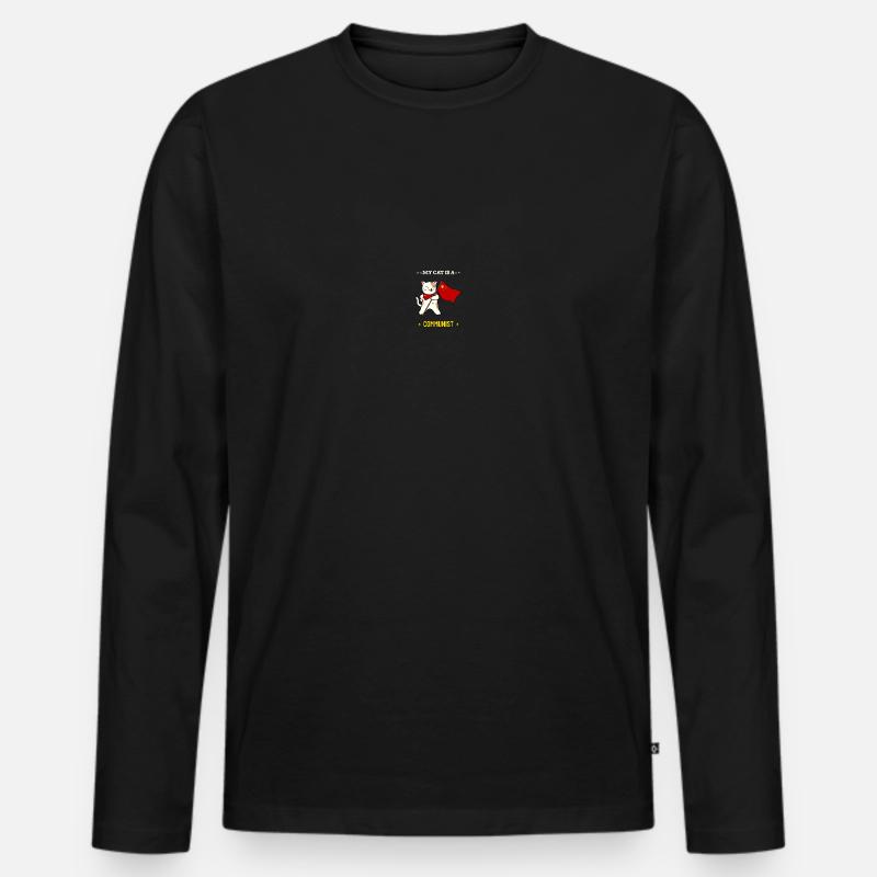 Meine Katze ist Kommunistin - Männer Premium Bio Langarmshirt - Schwarz