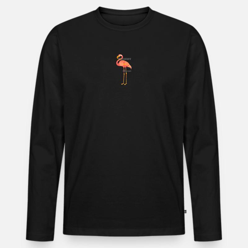 Flamingo Design mit Schrift - Männer Premium Bio Langarmshirt - Schwarz