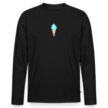 Eis Eiscreme Waffel blau cool Sommer Eisdiele Fan - Männer Premium Bio Langarmshirt - Schwarz - Vorne - Nico (187cm)