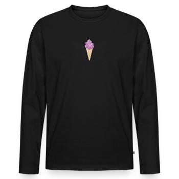 Eiscreme Icecream Eis Waffel Eiskrem Eisdiele lila - Männer Premium Bio Langarmshirt - Schwarz - Vorne - Nico (187cm)