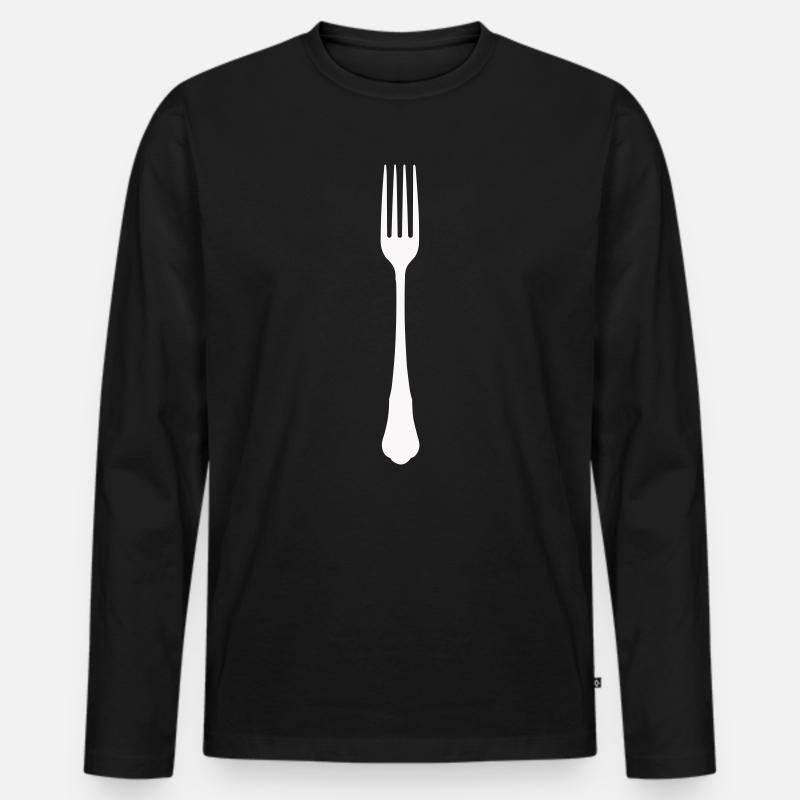 Minimalistische Gabel silhouette - Männer Premium Bio Langarmshirt - Schwarz