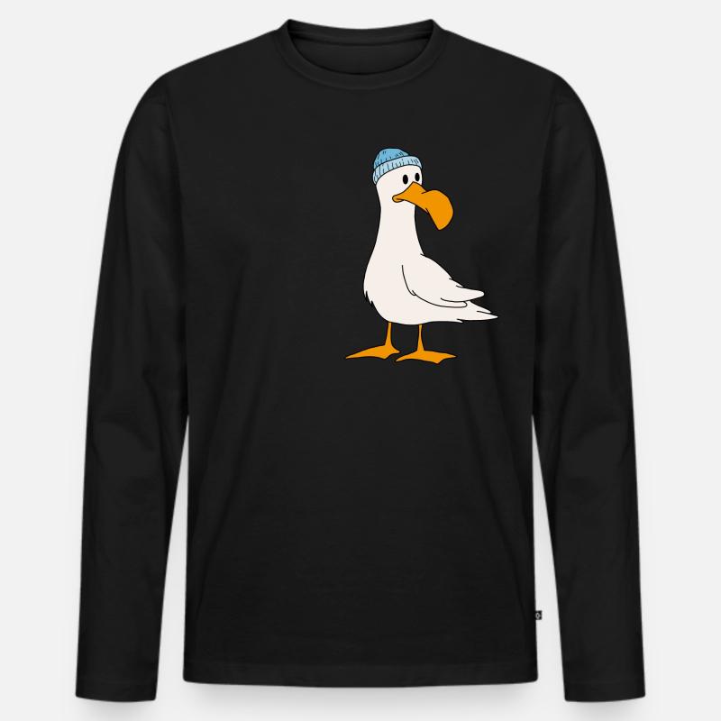 Möwe - Männer Premium Bio Langarmshirt - Schwarz