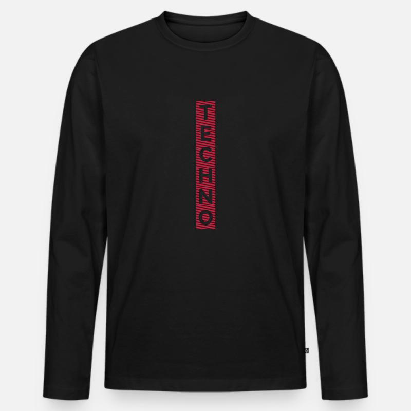 Techno Slogan - Männer Premium Bio Langarmshirt - Schwarz