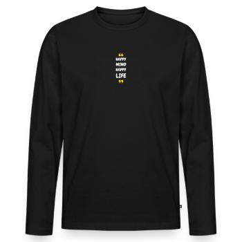 Un heureux, une vie heureuse - T-shirt manches longues Premium bio Homme - noir - Devant - Nico (187cm)