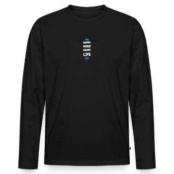 Un heureux, une vie heureuse - T-shirt manches longues Premium bio Homme - noir - Devant - Nico (187cm)