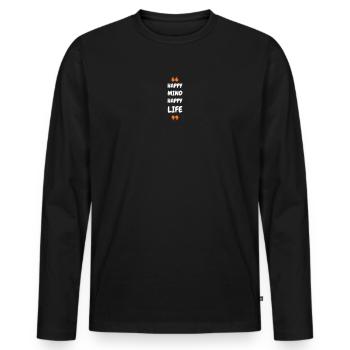 Un heureux, une vie heureuse - T-shirt manches longues Premium bio Homme - noir - Devant - Nico (187cm)