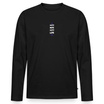 Femme Heureuse Vie Heureuse - T-shirt manches longues Premium bio Homme - noir - Devant - Nico (187cm)