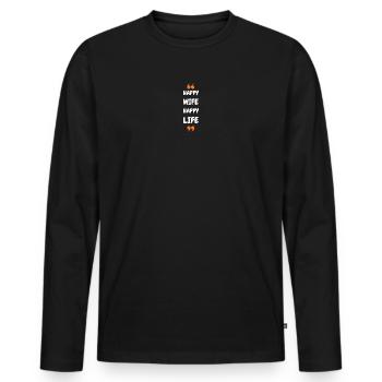 Femme Heureuse Vie Heureuse - T-shirt manches longues Premium bio Homme - noir - Devant - Nico (187cm)