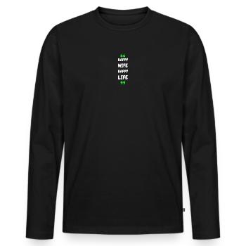 Femme Heureuse Vie Heureuse - T-shirt manches longues Premium bio Homme - noir - Devant - Nico (187cm)