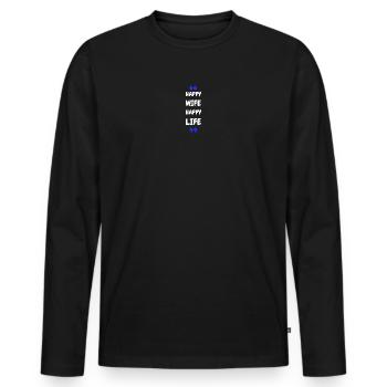 Femme Heureuse Vie Heureuse - T-shirt manches longues Premium bio Homme - noir - Devant - Nico (187cm)