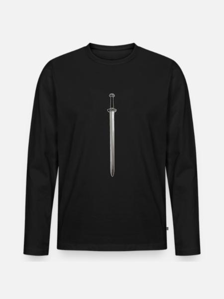 Wikinger Schwerter Geschenk - Männer Premium Bio Langarmshirt - Schwarz