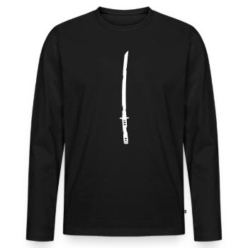 Katana Schwert Japan Vintage Icon Design - Männer Premium Bio Langarmshirt - Schwarz - Vorne - Nico (187cm)
