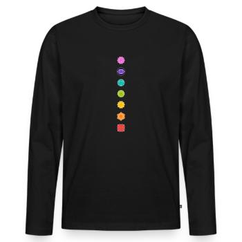 Chakra symboles 7 chakras yoga yoga Kundalini - T-shirt manches longues Premium bio Homme - noir - Devant - Nico (187cm)