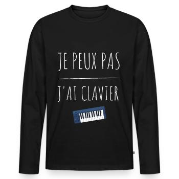 Je peux pas j'ai clavier - T-shirt manches longues Premium bio Homme - noir - Devant - Nico (187cm)