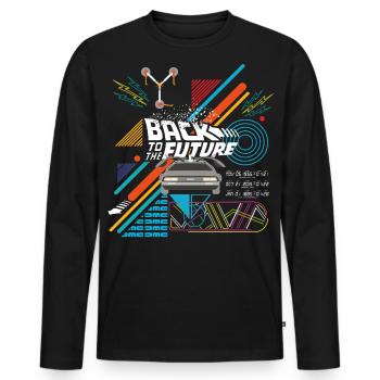 Retour Vers Le Futur Logo Avec Voiture DeLorean - T-shirt manches longues Premium bio Homme - noir - Devant - Nico (187cm)