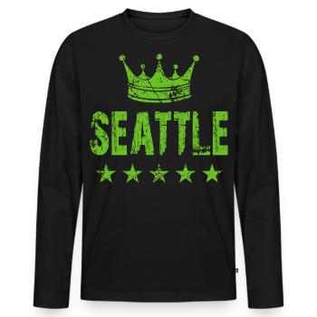 Seattle Crown Stars - Men's Premium Organic Long Sleeve Shirt - black - Front - Nico (187cm)