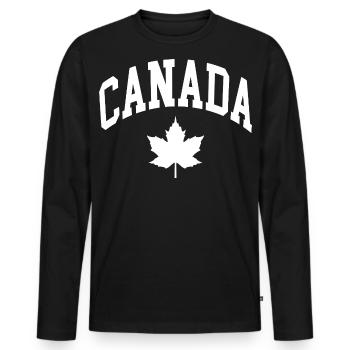Drapeau du Canada - T-shirt manches longues Premium bio Homme - noir - Devant - Nico (187cm)