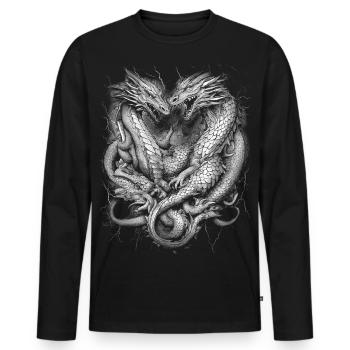 TRIBAL DRAGON GOTHIC TATTOO TATTOO METALL - Männer Premium Bio Langarmshirt - Schwarz - Vorne - Nico (187cm)