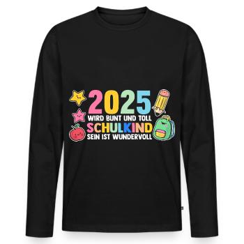 Kita Farewell First Grade School Enrollment 2025 - Men's Premium Organic Long Sleeve Shirt - black - Front - Nico (187cm)
