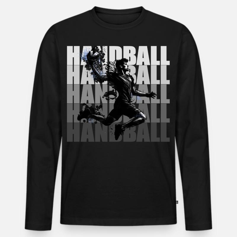 Handball - Männer Premium Bio Langarmshirt - Schwarz