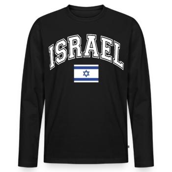 Drapeau d’Israël - T-shirt manches longues Premium bio Homme - noir - Devant - Nico (187cm)