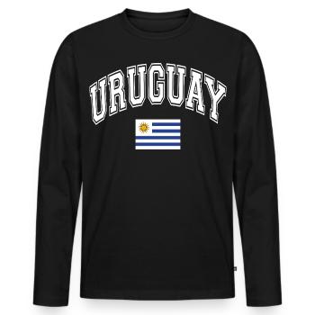 Uruguay Flag - Men's Premium Organic Long Sleeve Shirt - black - Front - Nico (187cm)