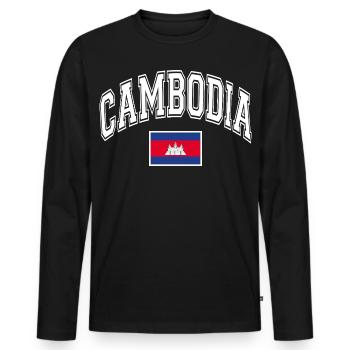 Drapeau du Cambodge - T-shirt manches longues Premium bio Homme - noir - Devant - Nico (187cm)