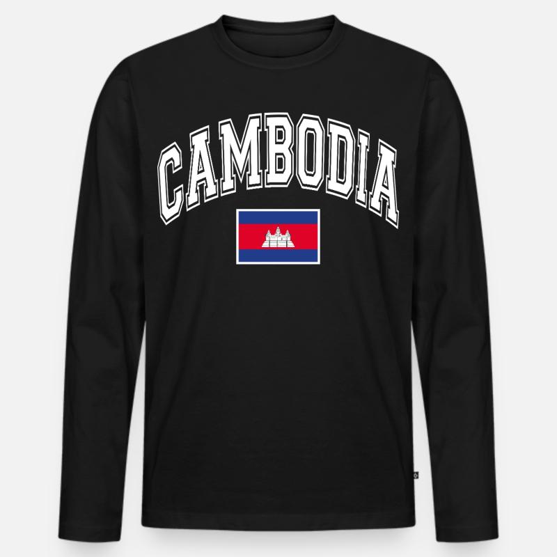 Kambodscha Flagge - Männer Premium Bio Langarmshirt - Schwarz
