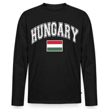 Ungarn Hungary Flagge - Männer Premium Bio Langarmshirt - Schwarz - Vorne - Nico (187cm)