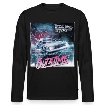 Retour Vers Le Futur Time Machine DeLorean - T-shirt manches longues Premium bio Homme - noir - Devant - Nico (187cm)