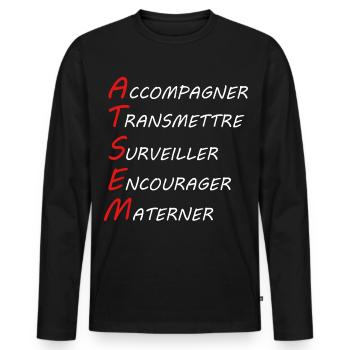 ATSEM - T-shirt manches longues Premium bio Homme - noir - Devant - Nico (187cm)
