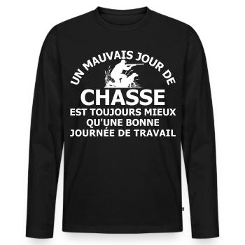Un mauvais jour de chasse - T-shirt manches longues Premium bio Homme - noir - Devant - Nico (187cm)
